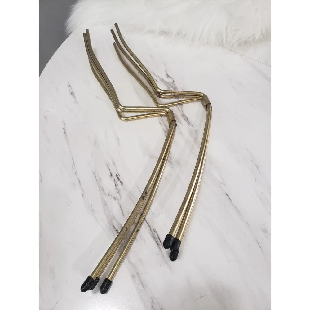 MCM Vintage Tripod Flower Plant Pot Stand Holder Metal Folding Minimalist Gold